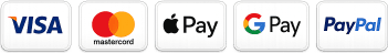 Visa, Mastercard, Apple Pay, Google Pay, PayPal